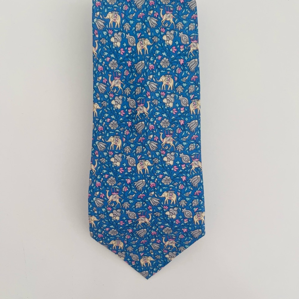 Salvatore Ferragamo Blue and Pink Animal Tie